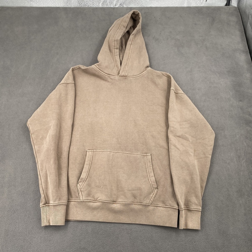 Aeropostale Hoodie Mens S Tan Mineral Wash Y2K Style Fleece Pullover Sweatshirt